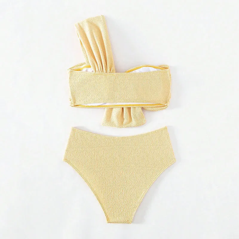 Sleek One-Shoulder Bandeau Bikini Swimsuit