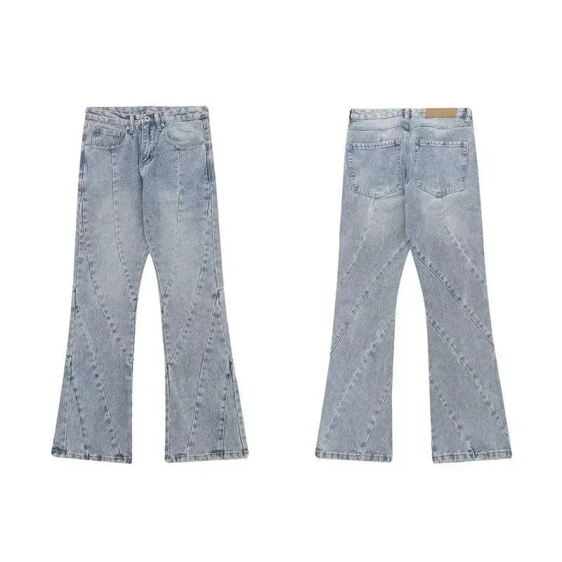 Spliced Flared Pants Denim Pants
