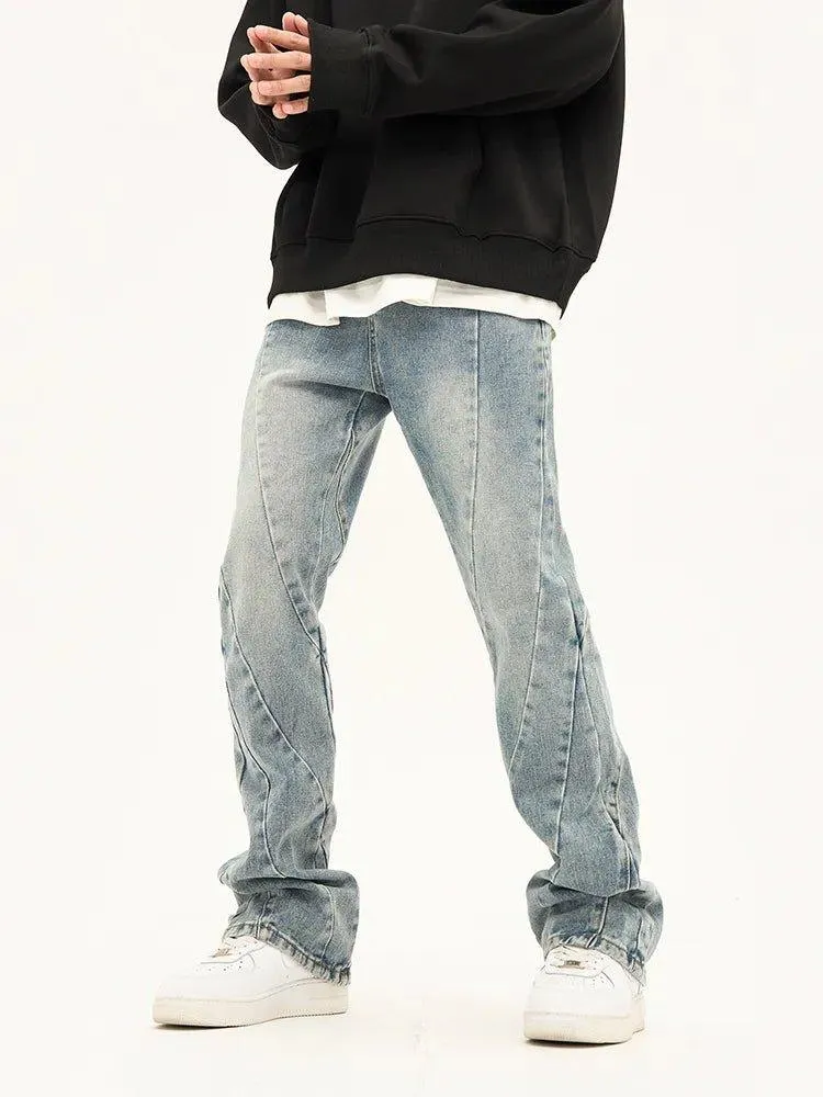 Spliced Flared Pants Denim Pants