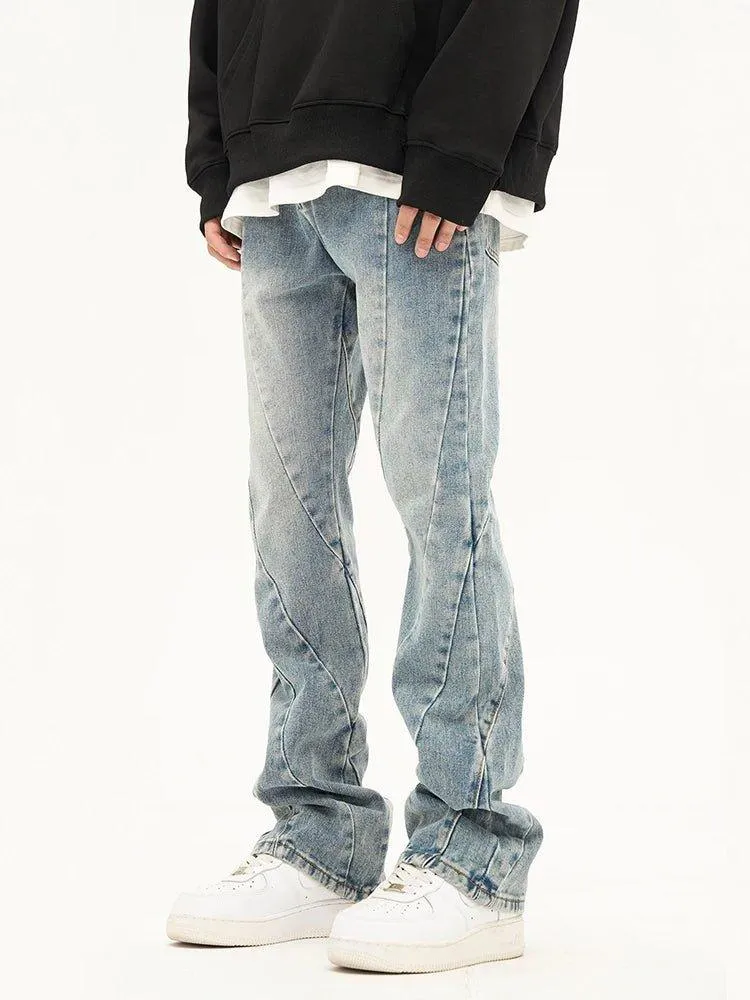 Spliced Flared Pants Denim Pants