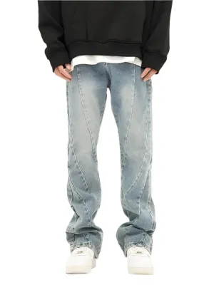 Spliced Flared Pants Denim Pants