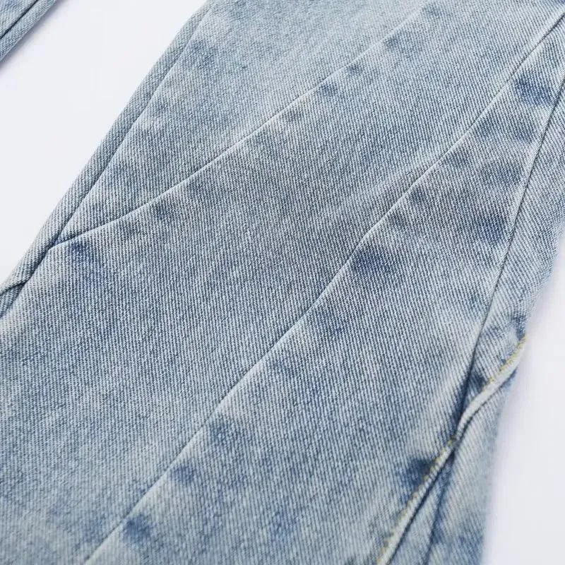 Spliced Flared Pants Denim Pants