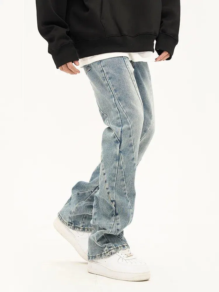 Spliced Flared Pants Denim Pants