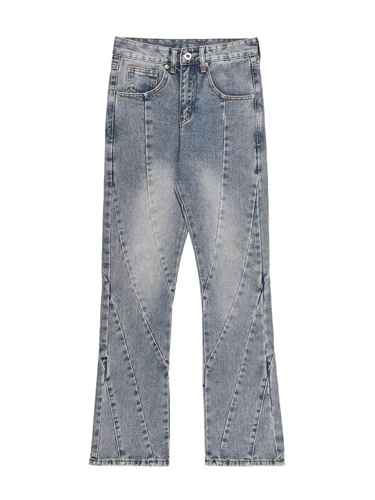 Spliced Flared Pants Denim Pants