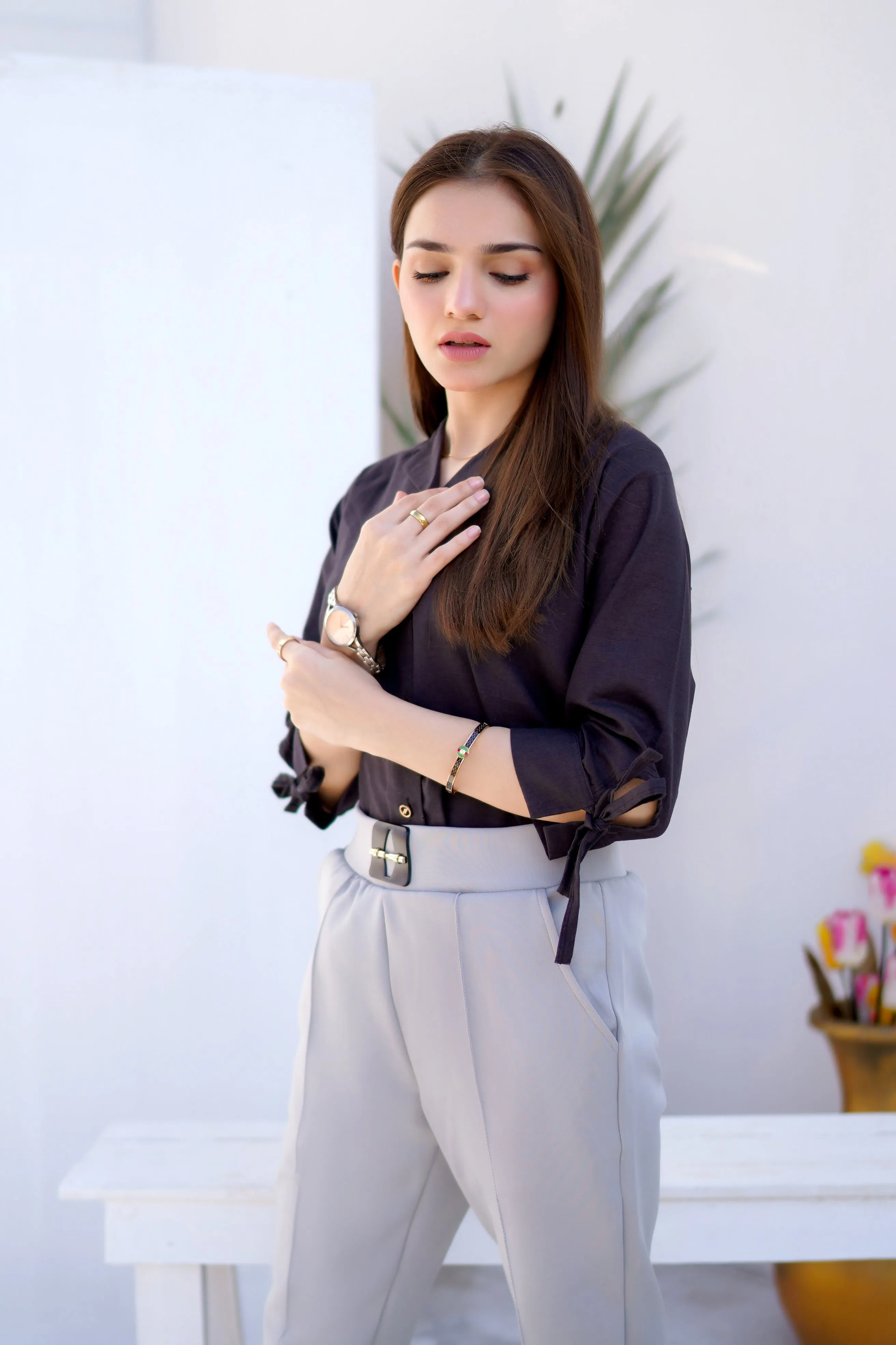 Straight Sleek Pants - Steel Grey