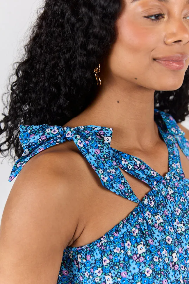 Summer Memories Navy Floral Halter Tank