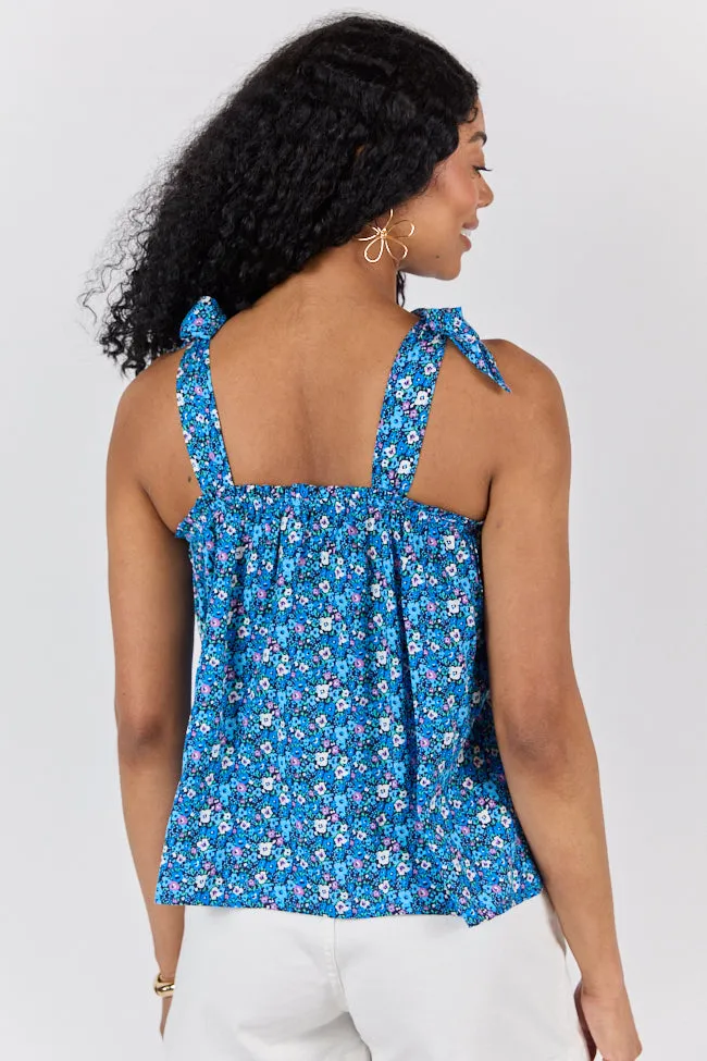 Summer Memories Navy Floral Halter Tank