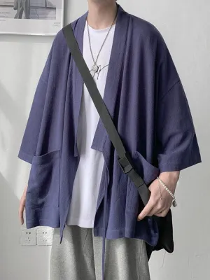 Summer Three-quarter Sleeve Shirt Men Women All-match Korean Loose Simple Thin Cardigan Casual Shoulder-shoulder Cape Jacket