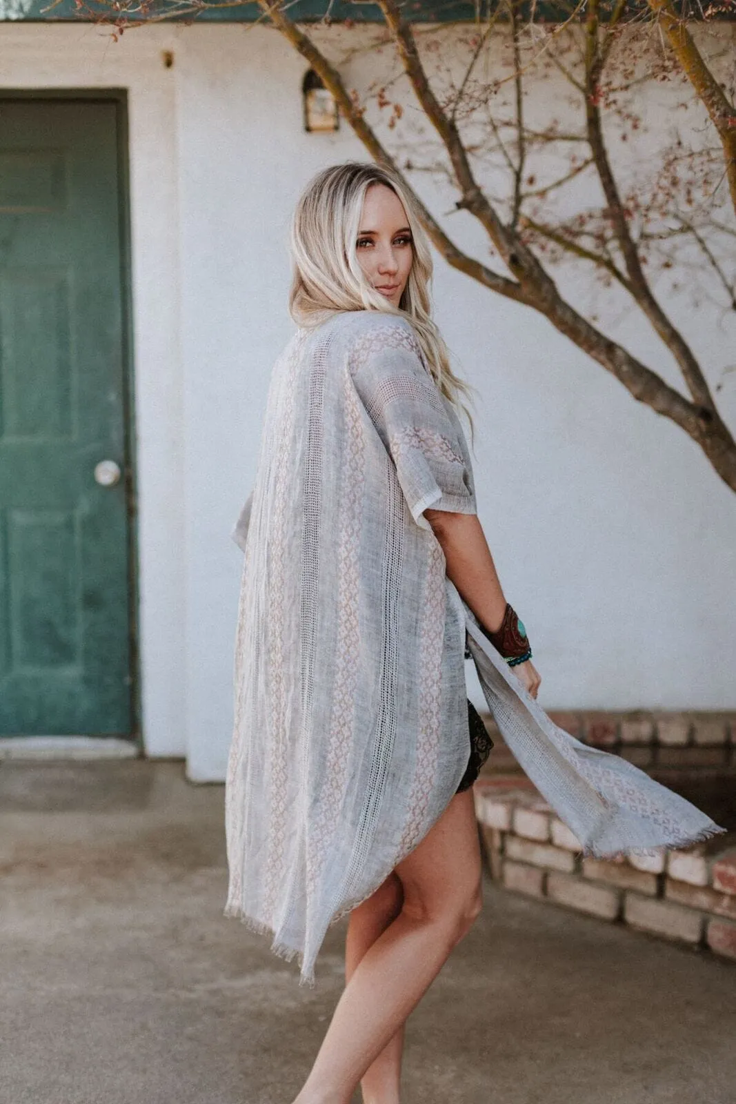 Sunny Afternoon Duster Kimono - Gray