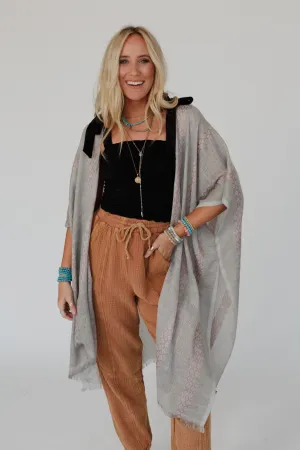 Sunny Afternoon Duster Kimono - Gray