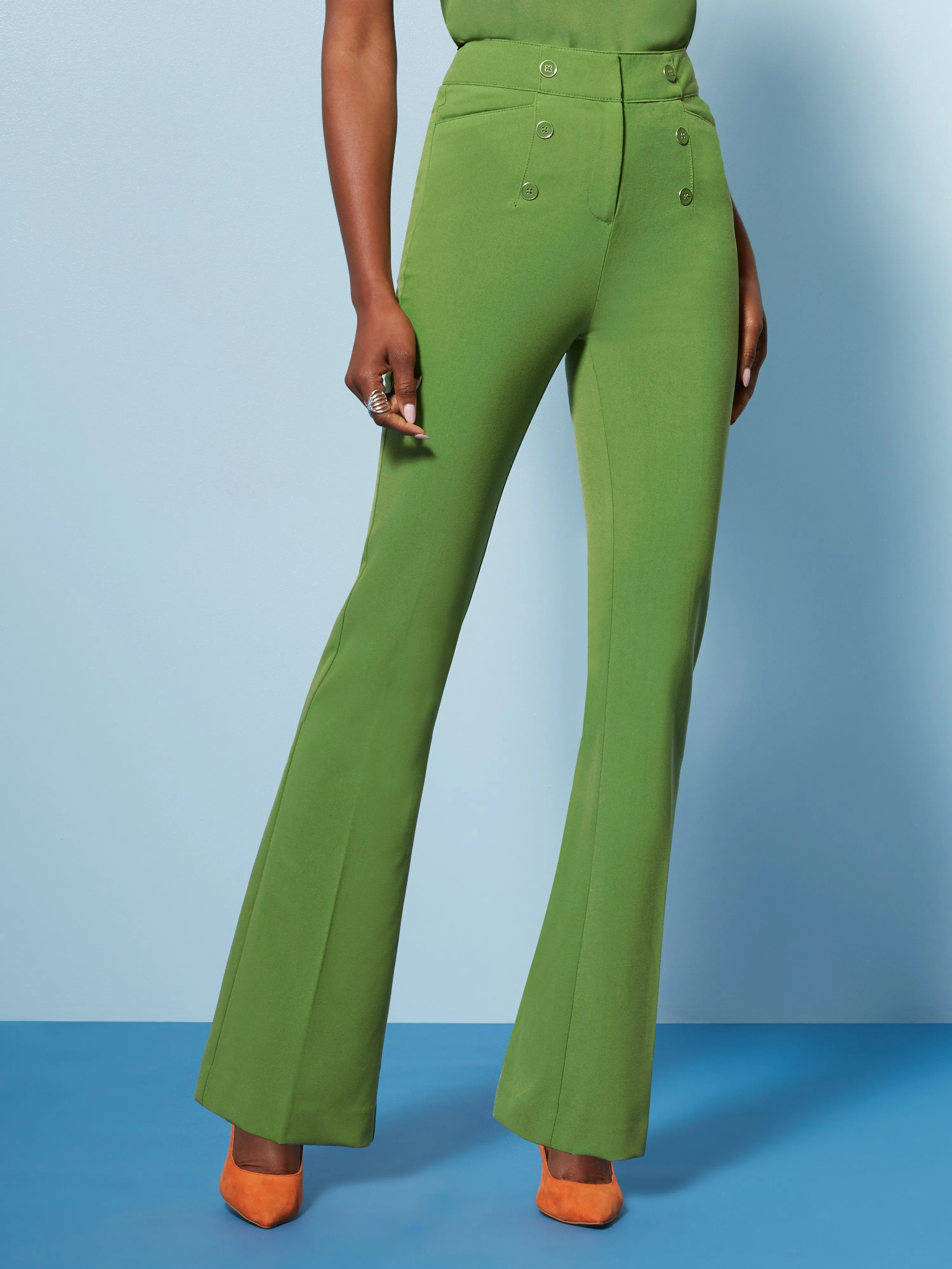 Tall High-Waisted Bootcut Pant - Button Accent - Double Stretch - 7th Avenue