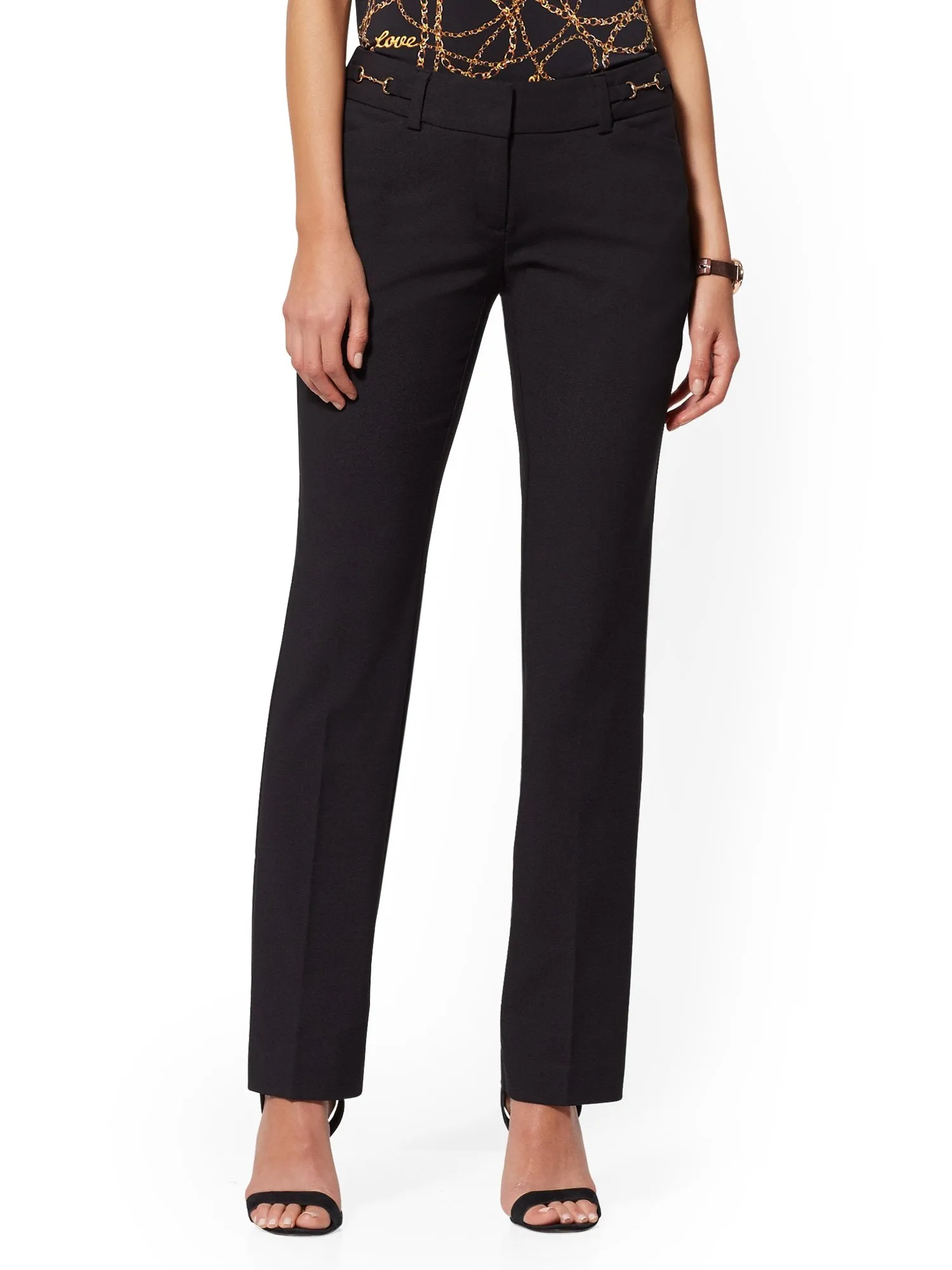 Tall Horsebit-Accent Straight-Leg Pant - Signature - 7th Avenue