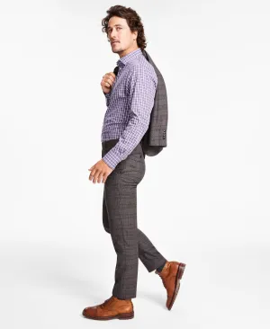 Tallia Mens Slim Fit Stretch Dress Suit Pants Plaid Brown 34 x 30