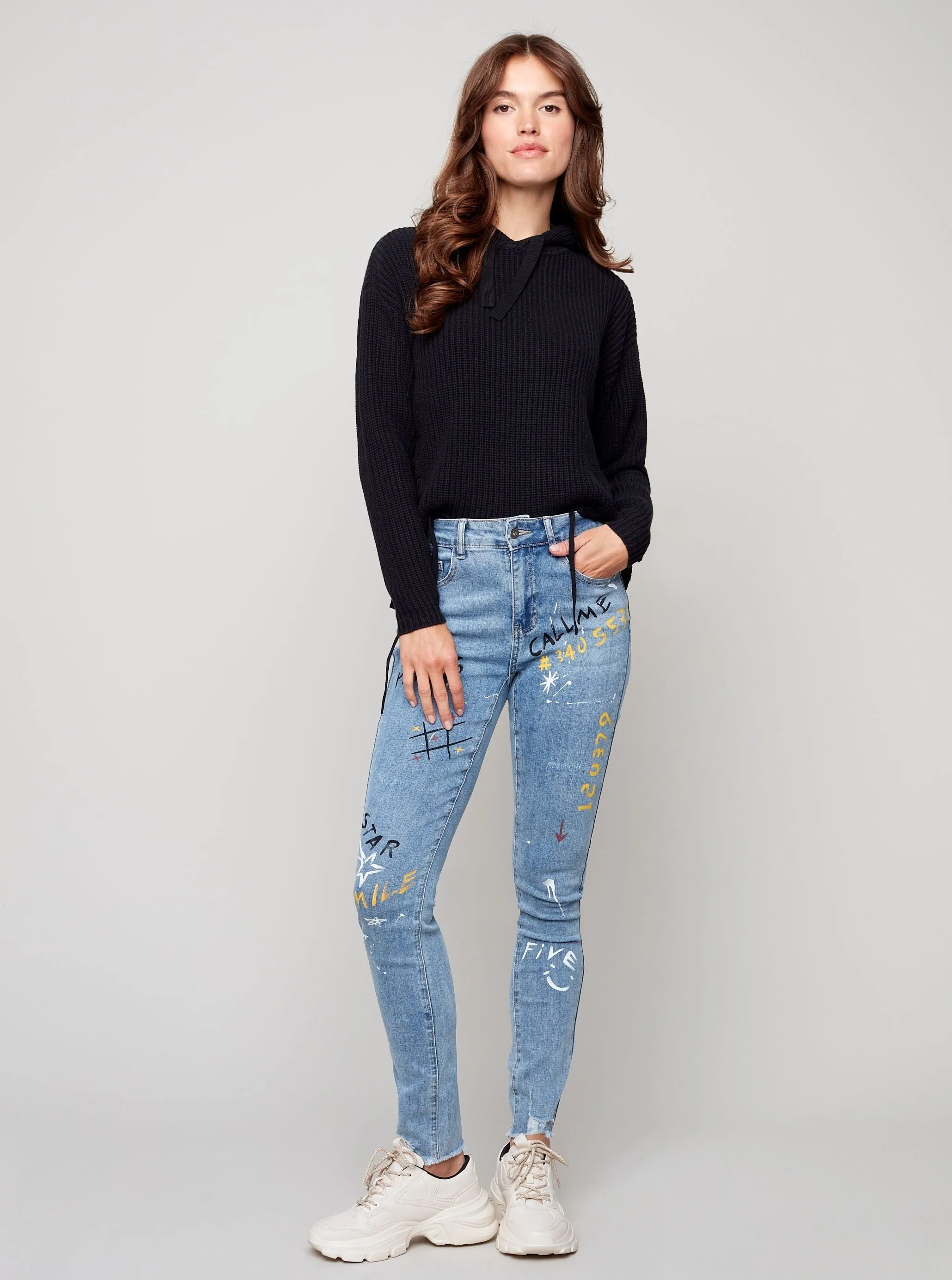 Tic Tack Toe Painted Pant [Light Blue-C5353]