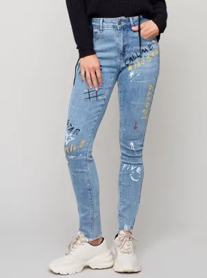 Tic Tack Toe Painted Pant [Light Blue-C5353]