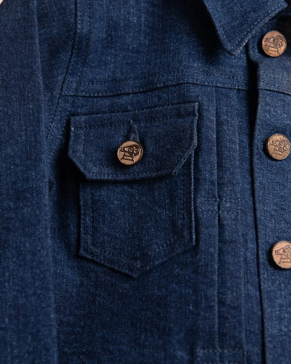 WASHED DOWN BLUE RINSE DENIM PLEATED JACKET WITH MATCHING PANTS CO-ORD SET