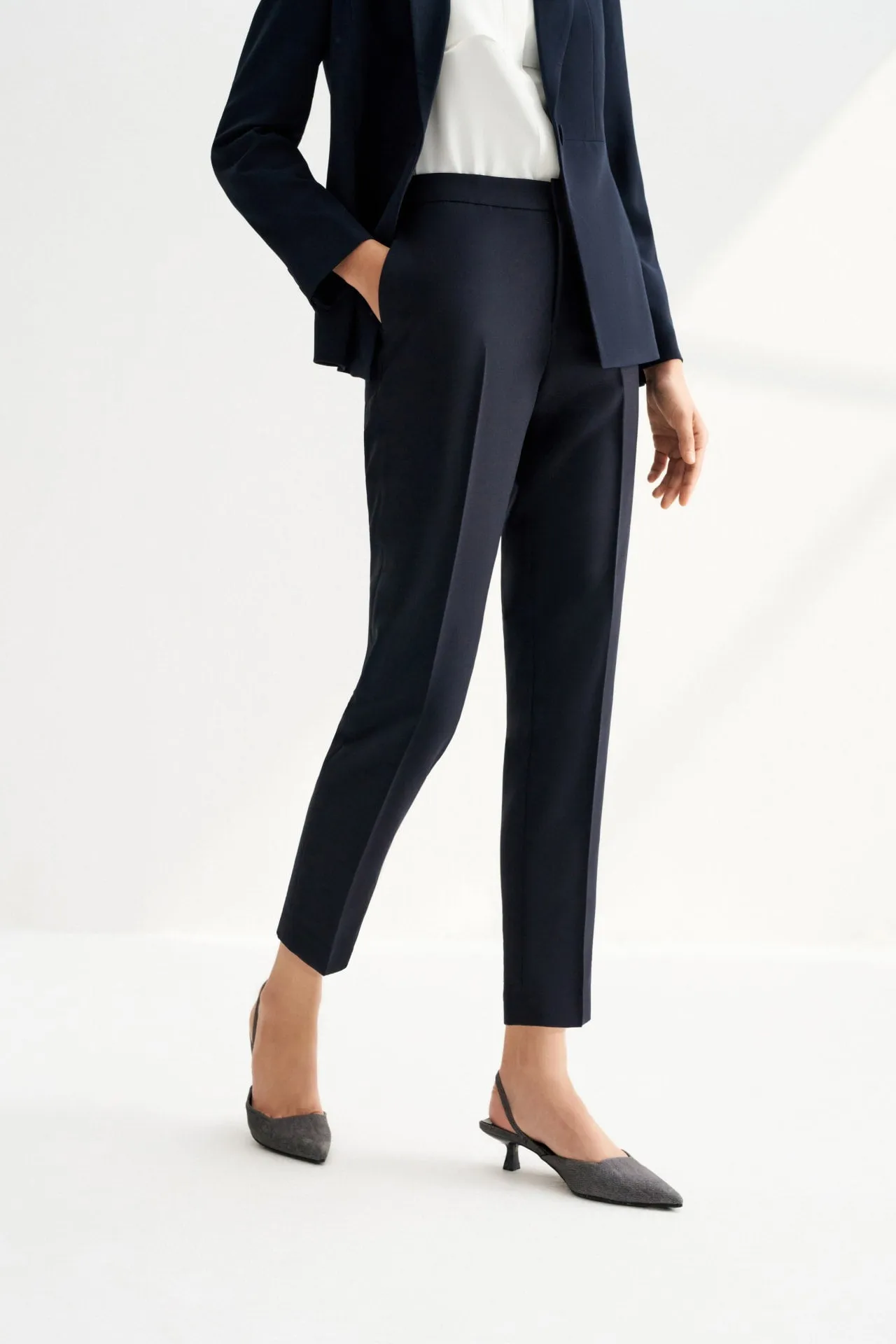 Water & Oil Repellent Ankle Cigarette Suit Pants