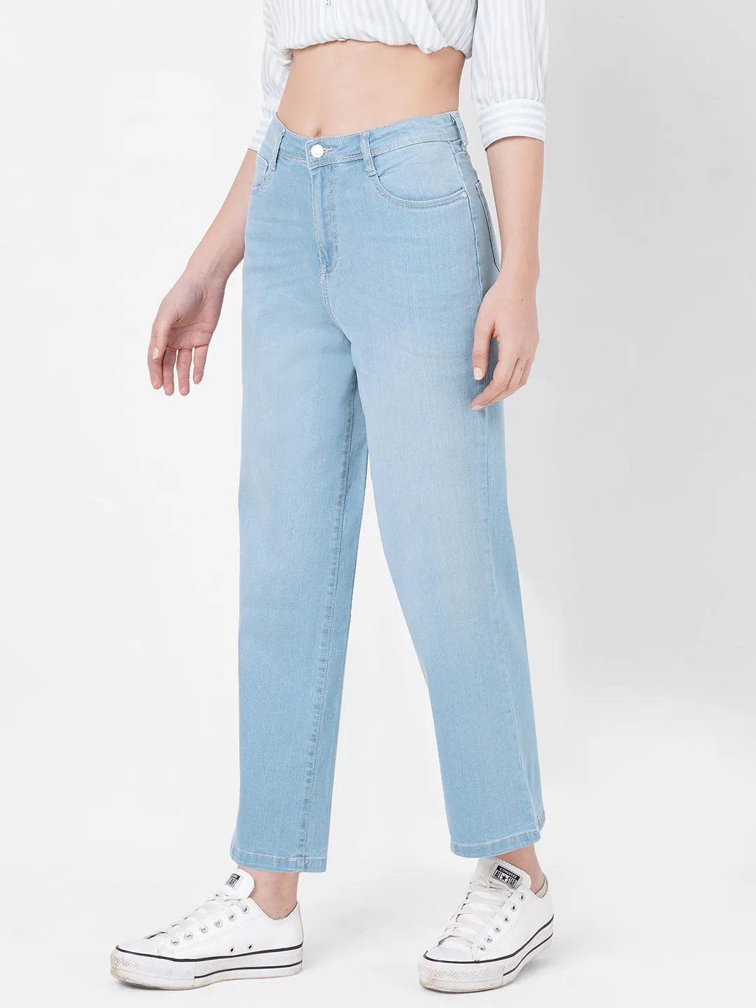 Women High-Rise Parallel Wide Leg Jeans