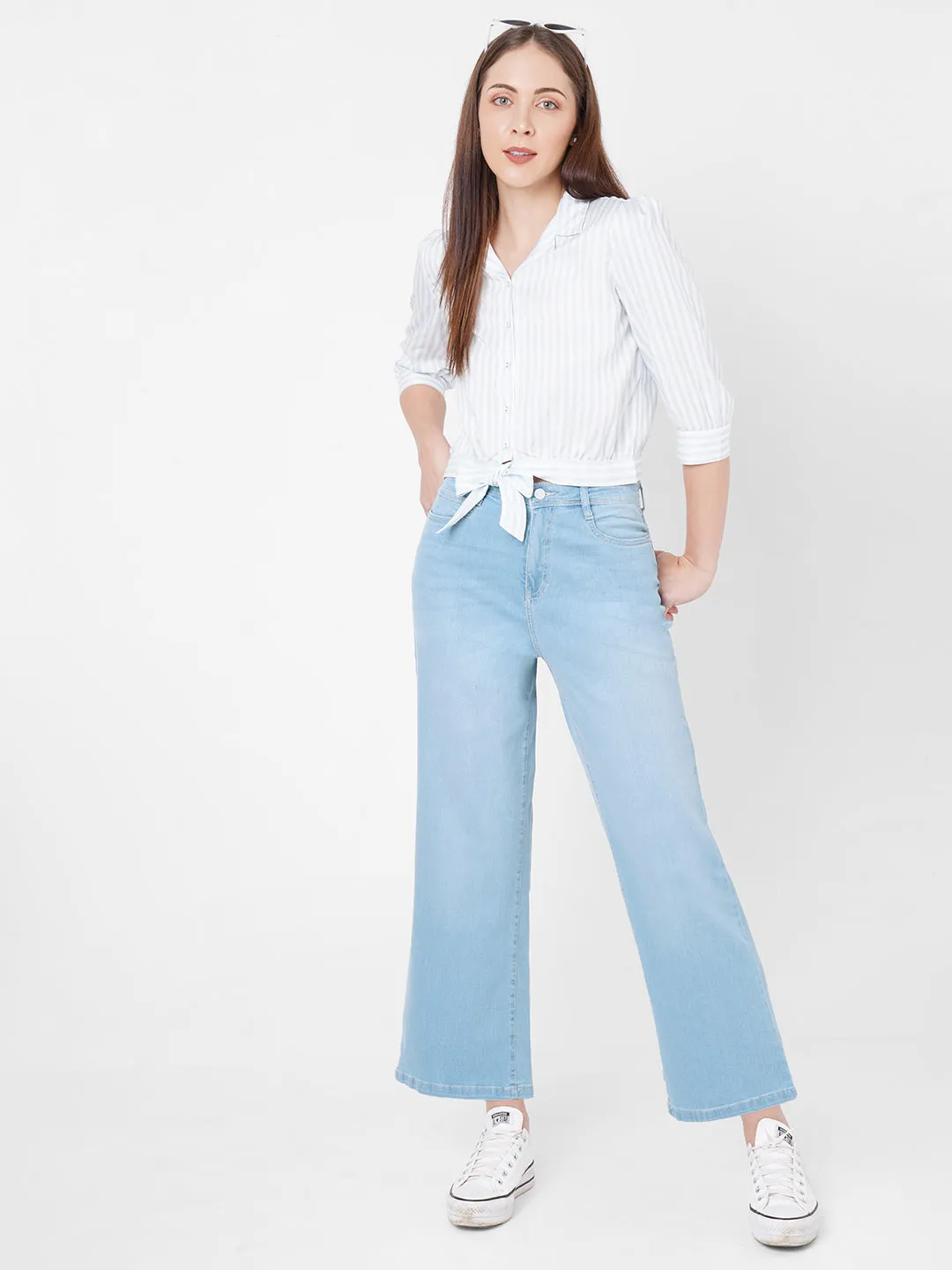 Women High-Rise Parallel Wide Leg Jeans