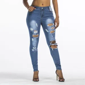 Women Ripped Skinny High Waist Jeans