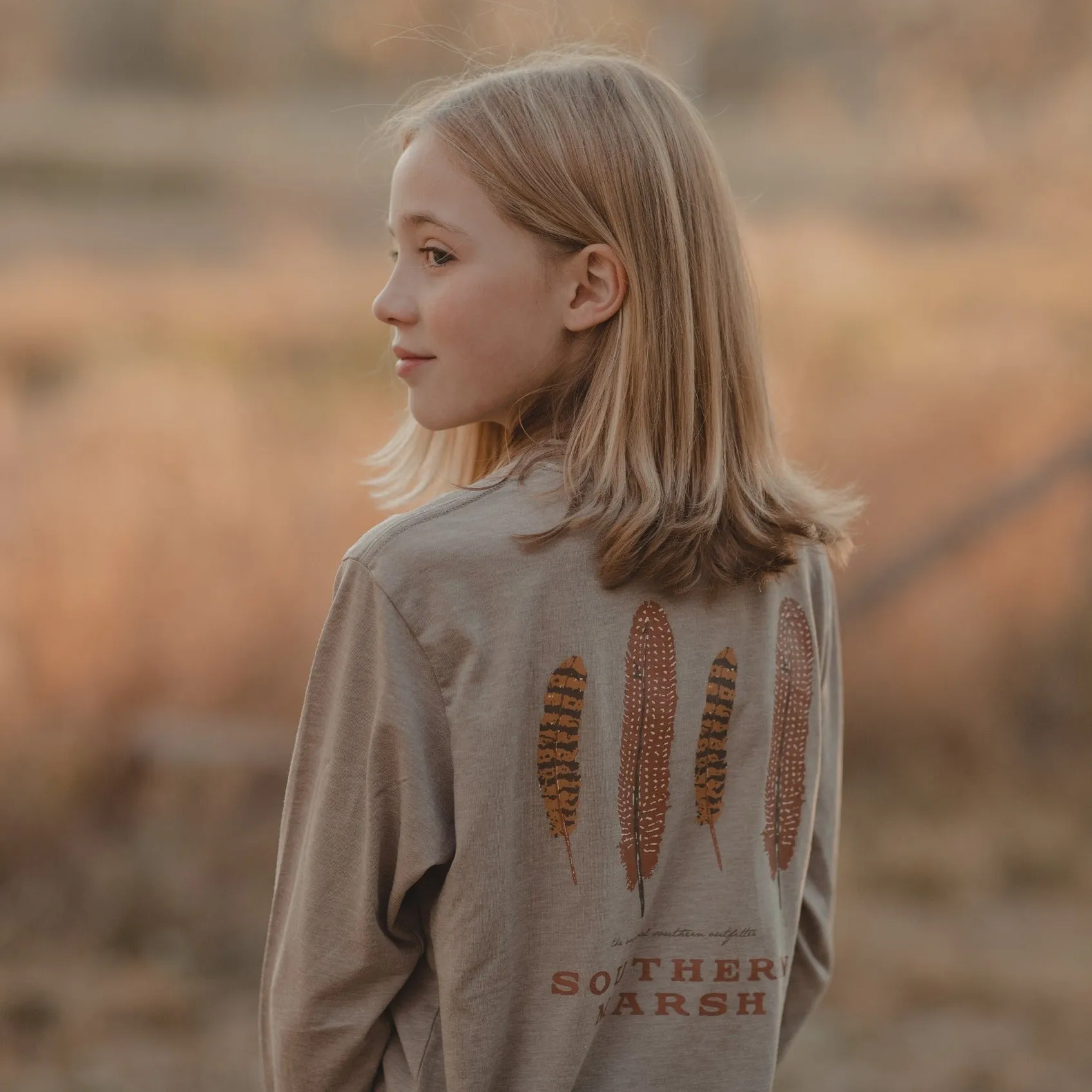 Youth SEAWASH™ Tee - Waterfowl Feathers - Long Sleeve